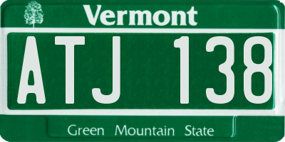 VT license plate ATJ138
