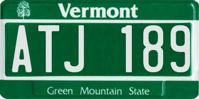 VT license plate ATJ189
