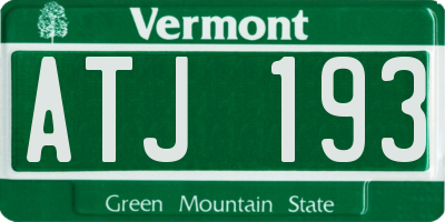 VT license plate ATJ193