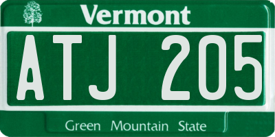 VT license plate ATJ205