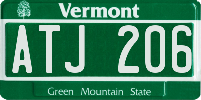 VT license plate ATJ206