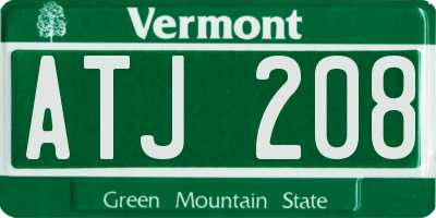VT license plate ATJ208