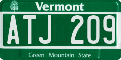 VT license plate ATJ209