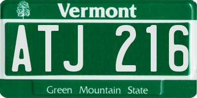 VT license plate ATJ216