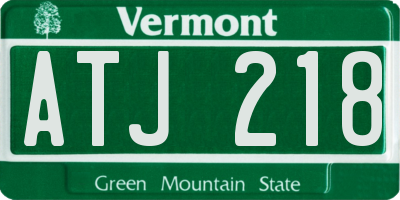 VT license plate ATJ218