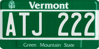 VT license plate ATJ222