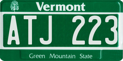 VT license plate ATJ223