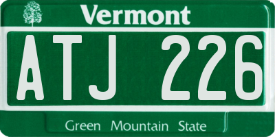 VT license plate ATJ226