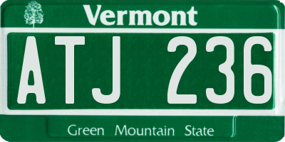 VT license plate ATJ236