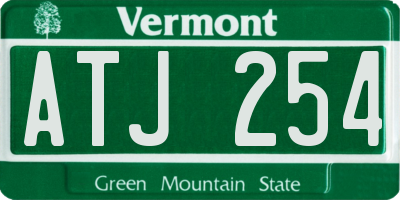 VT license plate ATJ254