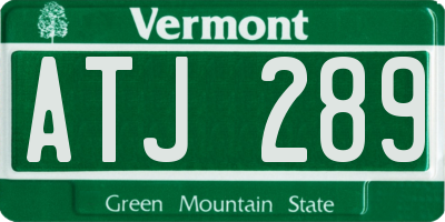 VT license plate ATJ289