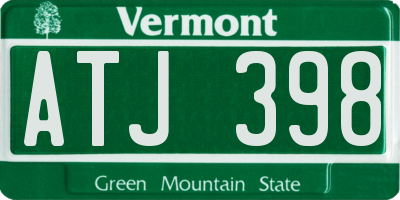 VT license plate ATJ398