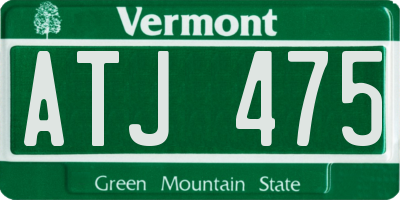 VT license plate ATJ475