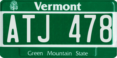 VT license plate ATJ478