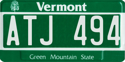 VT license plate ATJ494
