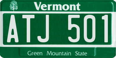 VT license plate ATJ501