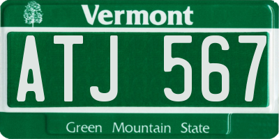 VT license plate ATJ567