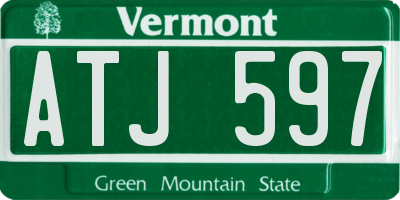 VT license plate ATJ597