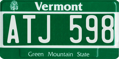 VT license plate ATJ598