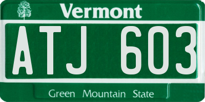 VT license plate ATJ603