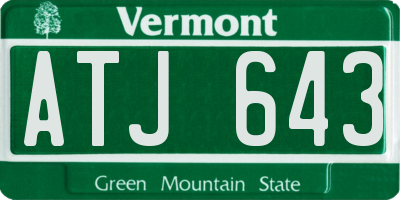 VT license plate ATJ643