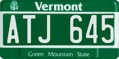 VT license plate ATJ645