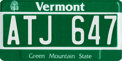 VT license plate ATJ647