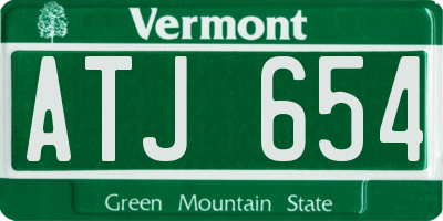 VT license plate ATJ654