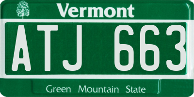 VT license plate ATJ663