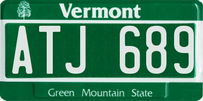 VT license plate ATJ689