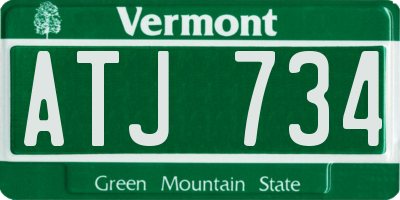 VT license plate ATJ734