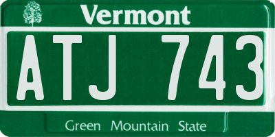 VT license plate ATJ743