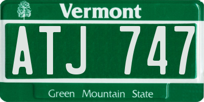 VT license plate ATJ747