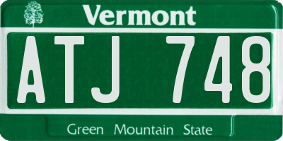 VT license plate ATJ748