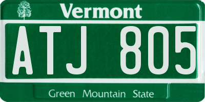 VT license plate ATJ805