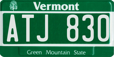 VT license plate ATJ830