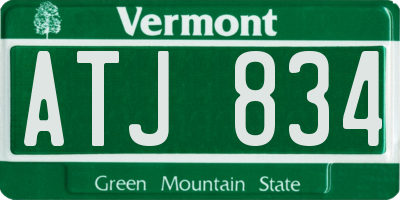 VT license plate ATJ834