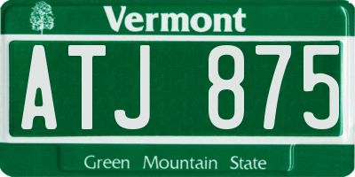 VT license plate ATJ875