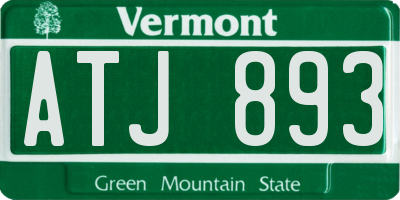 VT license plate ATJ893
