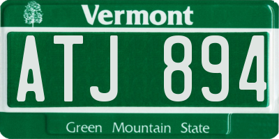 VT license plate ATJ894