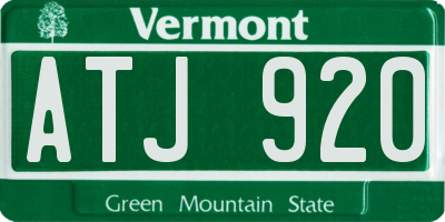 VT license plate ATJ920