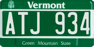 VT license plate ATJ934