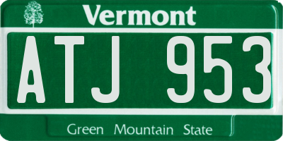 VT license plate ATJ953