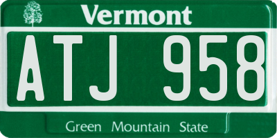 VT license plate ATJ958