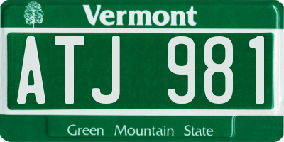 VT license plate ATJ981