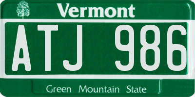 VT license plate ATJ986