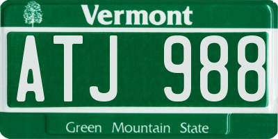 VT license plate ATJ988