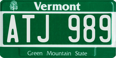 VT license plate ATJ989