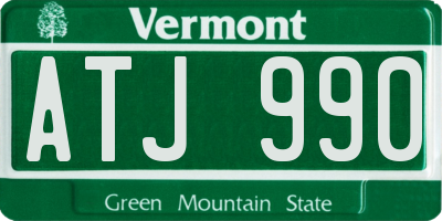 VT license plate ATJ990
