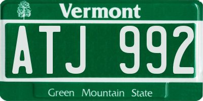 VT license plate ATJ992